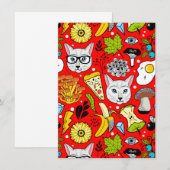 Invitation Chat et oeuf sur le rouge (Devant / Derrière)