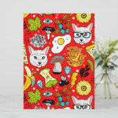 Invitation Chat et oeuf sur le rouge (Debout devant)