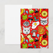 Invitation Chat et oeuf sur le rouge (Devant / Derrière)