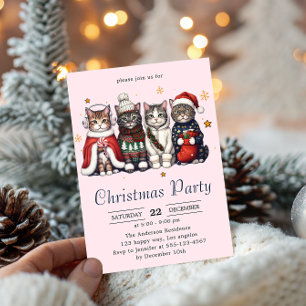 Invitation Chat festif de vacances Fête de Noël de chats m