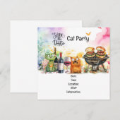 Invitation Chat Fête de chat parfaitement farfelue (Devant / Derrière)