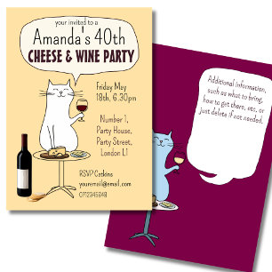 Invitation Chat Fromage et fête du vin