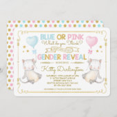 Invitation Chat Genre Reveal Kitten Baby shower Garçon ou fil (Devant / Derrière)