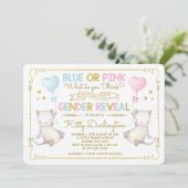 Invitation Chat Genre Reveal Kitten Baby shower Garçon ou fil (Debout devant)