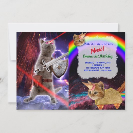 Invitation Chat guerrier avec lasers de l'oeil (Devant)