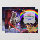 Invitation Chat guerrier avec lasers de l'oeil (Devant / Derrière)