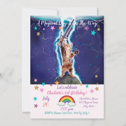 Invitation Chat guerrier tonnerre (Devant)