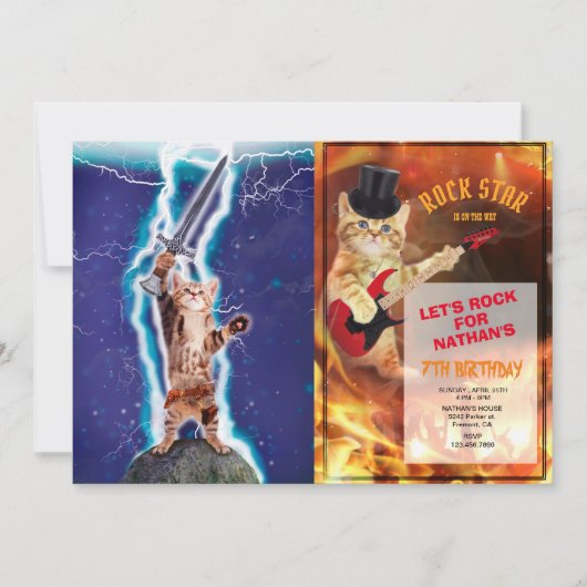 Invitation Chat guerrier tonnerre (Devant)