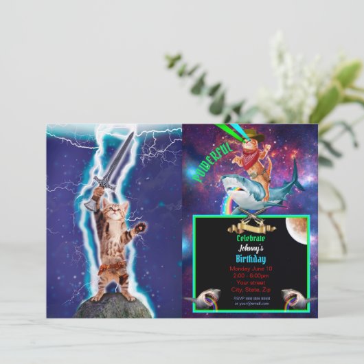 Invitation Chat guerrier tonnerre (Debout devant)