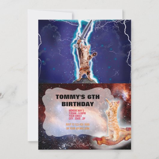 Invitation Chat guerrier tonnerre (Devant)