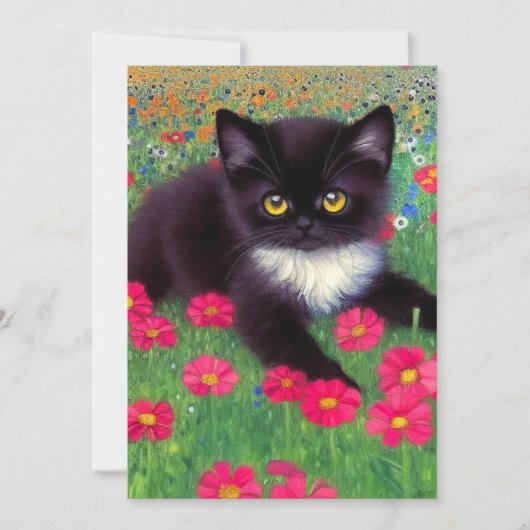 Invitation Chat Gustav Klimt Tuxedo (Devant)