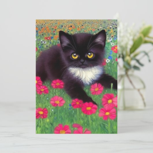 Invitation Chat Gustav Klimt Tuxedo (Debout devant)