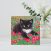 Invitation Chat Gustav Klimt Tuxedo (Debout devant)