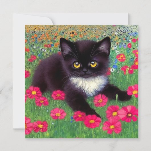Invitation Chat Gustav Klimt Tuxedo (Devant)
