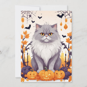 Invitation Chat Halloween mignonne adorable Drôle animal cari