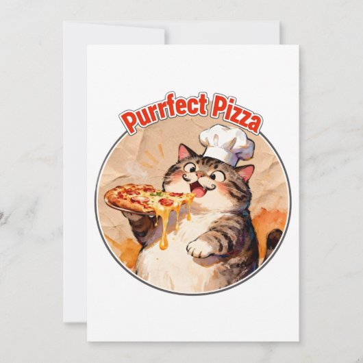 Invitation Chat heureux chef avec pizza (Devant)