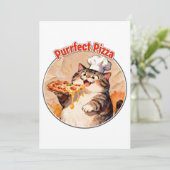 Invitation Chat heureux chef avec pizza (Debout devant)