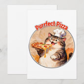 Invitation Chat heureux chef avec pizza (Devant / Derrière)