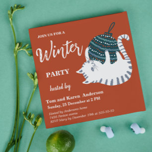 Invitation Chat jouet de Noël de fête d'hiver