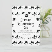 Invitation Chat Kitten Animal Paw Noir Blanc Anniversaire Fêt (Debout devant)