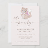 Invitation Chat laissez-nous pawty chaton editable mignon ann (Devant)