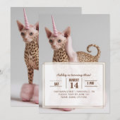 Invitation Chat licorne léopard glamour en talons de fourrure (Devant / Derrière)