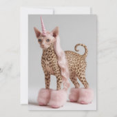 Invitation Chat Licorne Léopard Glamour en Talons de Fourrure (Dos)