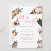 Invitation Chat louvons chaton mignon Anniversaire (Devant)