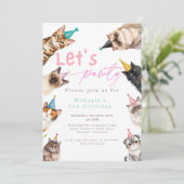 Invitation Chat louvons chaton mignon Anniversaire (Debout devant)