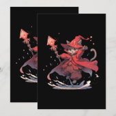 Invitation Chat Mage Rouge mûre (Devant / Derrière)