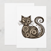 Invitation Chat mécanique Steampunk (Devant / Derrière)