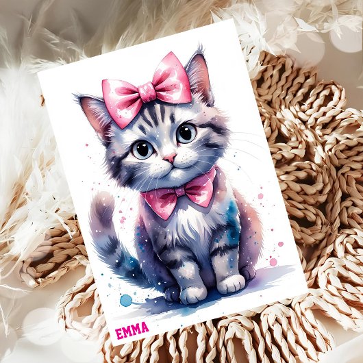 Invitation Chat mignon avec arc heureux anniversaire