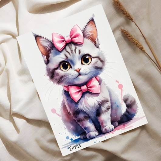 Invitation Chat mignon avec arc heureux anniversaire