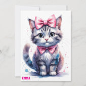 Invitation Chat mignon avec arc heureux anniversaire (Devant)