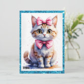 Invitation Chat mignon avec arc heureux anniversaire (Debout devant)