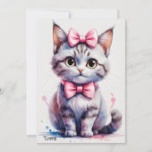 Invitation Chat mignon avec arc heureux anniversaire (Devant)