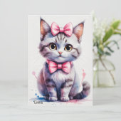 Invitation Chat mignon avec arc heureux anniversaire (Debout devant)