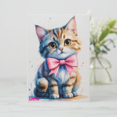 Invitation Chat mignon avec arc heureux anniversaire (Debout devant)