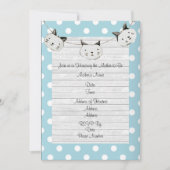 Invitation Chat mignon bébé garçon bleu Polka point Rustique  (Devant)