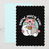 Invitation Chat mignon en équipement de neige avec oeuvre d'a (Devant / Derrière)