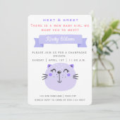 Invitation Chat mignon pourpre | Meet & Greet New Baby (Debout devant)