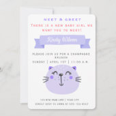 Invitation Chat mignon pourpre | Meet & Greet New Baby (Devant)