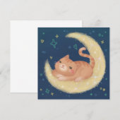 Invitation Chat mignon sur la Lune (Devant / Derrière)