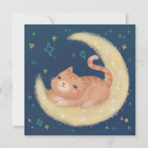 Invitation Chat mignon sur la Lune