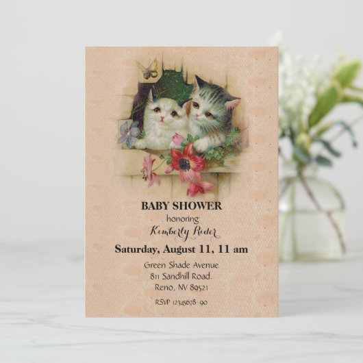 Invitation Chat mignon vintage (Debout devant)
