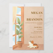 Invitation Chat minimaliste confortable mariage (Devant)