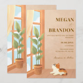Invitation Chat minimaliste confortable mariage (Devant / Derrière)
