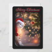 Invitation Chat Noël mignon Ornement Noël Arbre Neige (Devant)