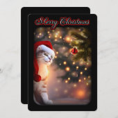 Invitation Chat Noël mignon Ornement Noël Arbre Neige (Devant / Derrière)