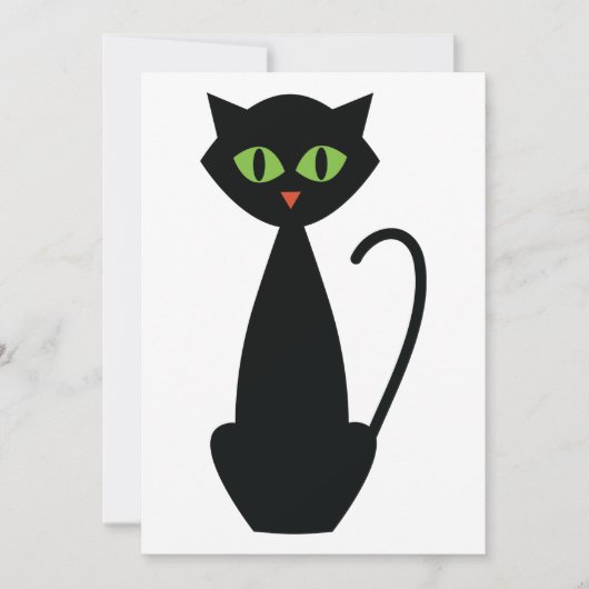Invitation Chat noir à oreille verte (Devant)